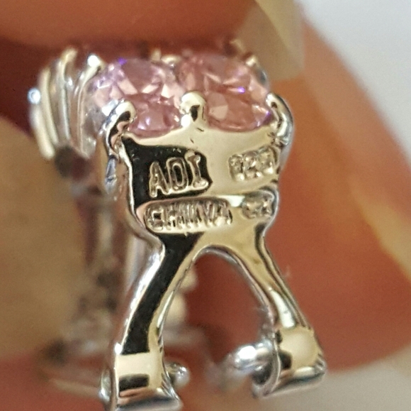 ADI Sterling Silver and Pink CZ Earrings - Picture 6 of 6